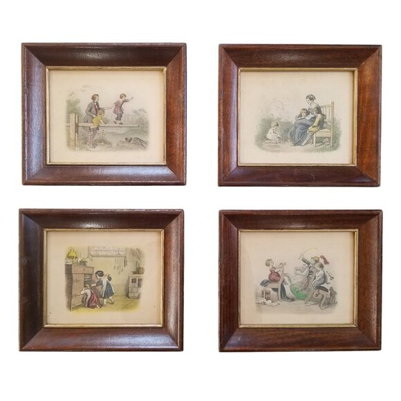 Vintage Prints by Borghese 19th Century Children Rare Set of 4 - Picture 1 of 12